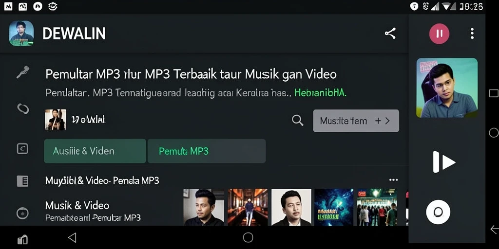 Tampilan antarmuka DEWALIN yang modern dan intuitif untuk Pemutar MP3.