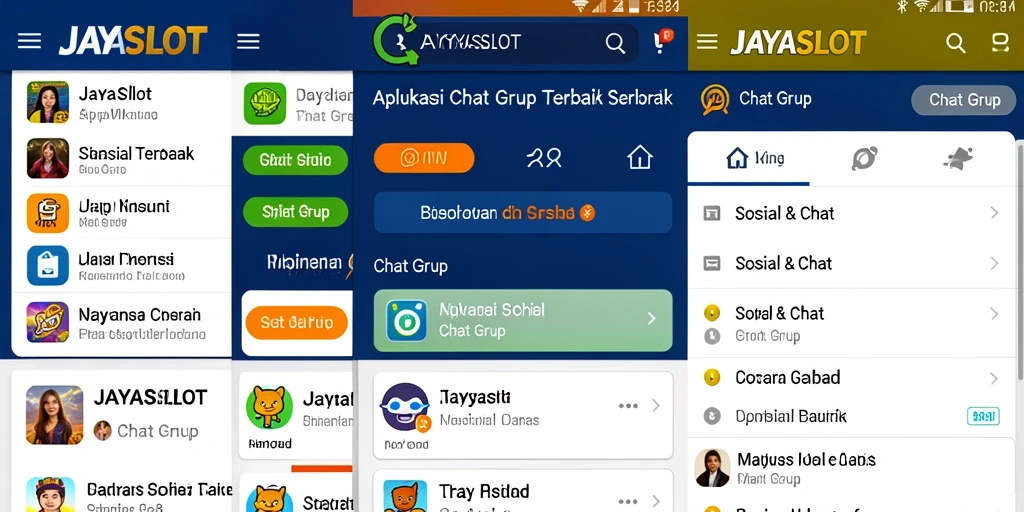 Antarmuka JAYASLOT yang tampak modern dengan fitur Chat Grup.