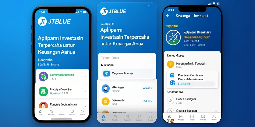 Tampilan antarmuka aplikasi JTBLUE yang sederhana dan informatif.