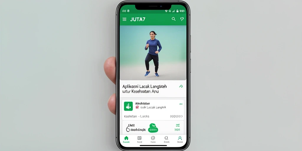 Tampilan antarmuka aplikasi Lacak Langkah JUTA7 yang sederhana dan informatif.