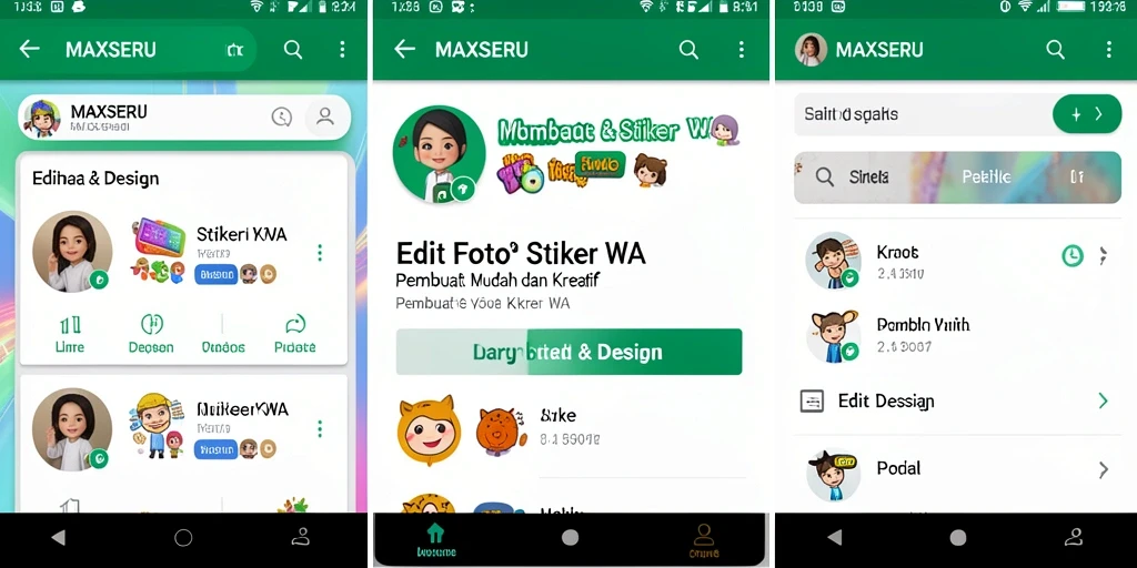 Antarmuka MAXSERU untuk membuat stiker WA yang menarik.