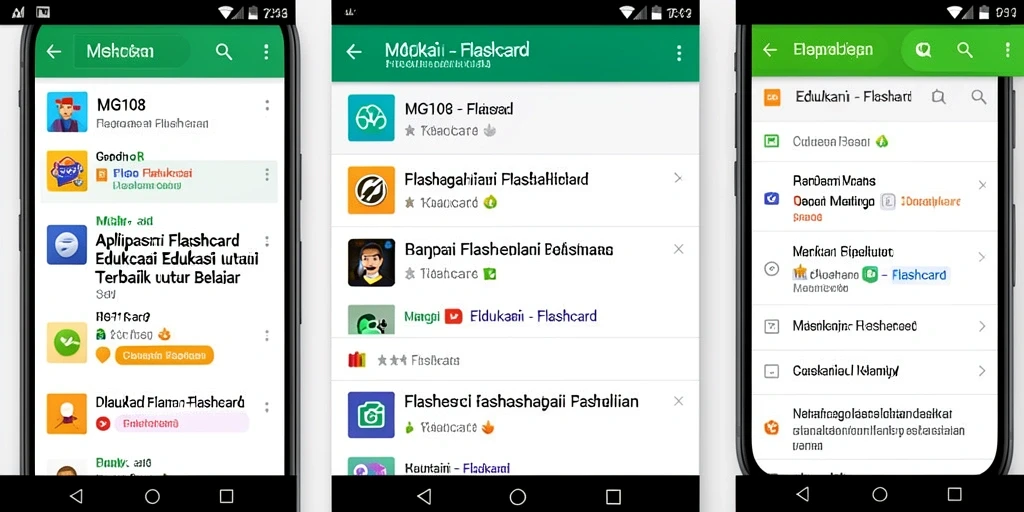 Antarmuka aplikasi Flashcard MG108 yang interaktif dan menarik.