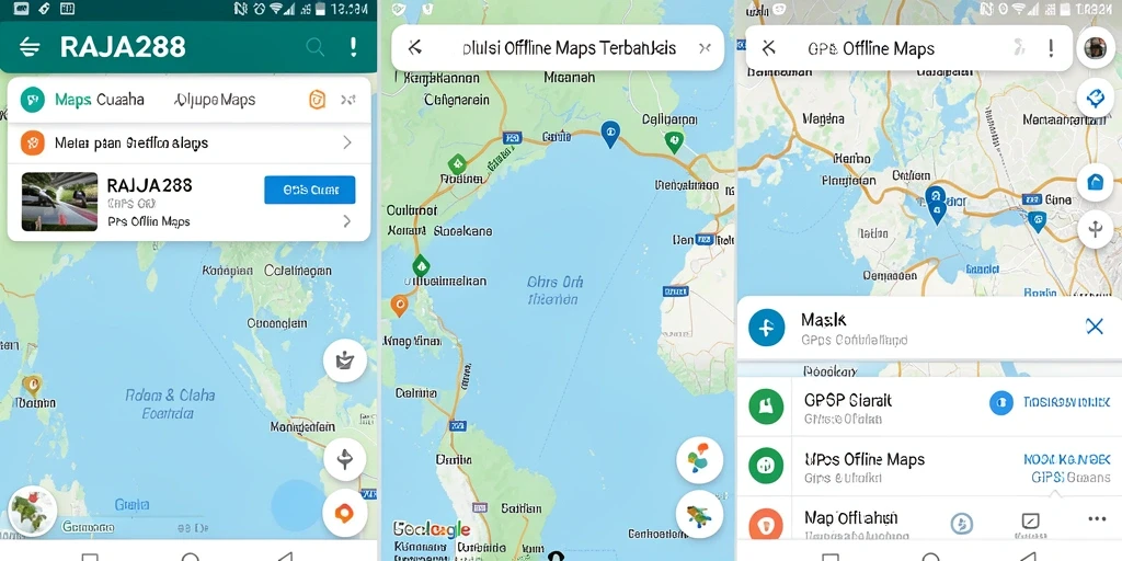 Tampilan antarmuka utama RAJA288 dengan fungsi GPS Offline Maps.