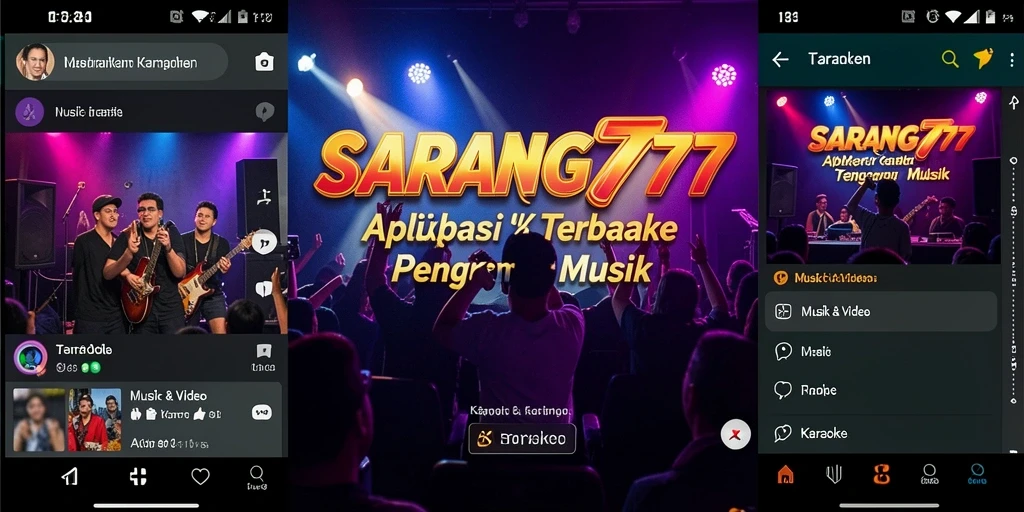 Antarmuka pengguna SARANG777 dengan berbagai fitur Karaoke.