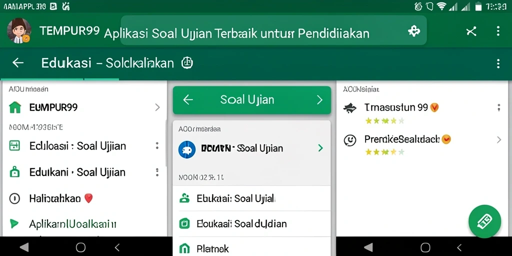 Tampilan antarmuka aplikasi Soal Ujian TEMPUR99.